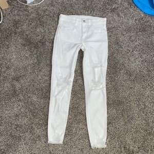 White Ripped American Eagle Skinny Jeans